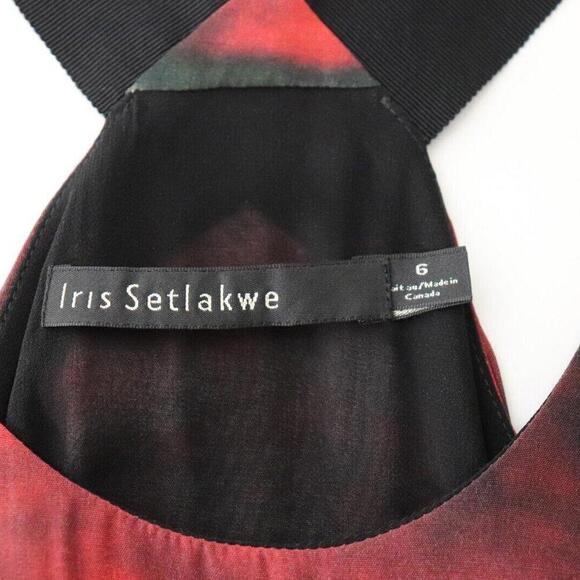 Iris Setlakwe Womens US6 Red Black Shift Tank Dress Crossback Tie Dye Scoop Neck - Picture 9 of 12
